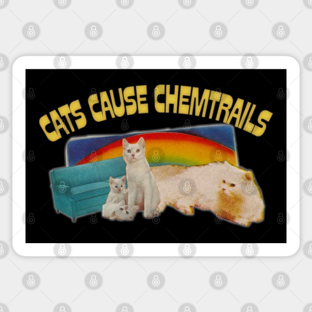 Cats Cause Chemtrails /// Retro Catl Lover Conspiracy Crossover Design Sticker by DankFutura